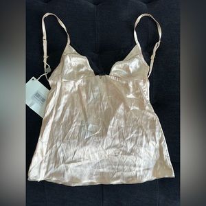 DSQUARED2 , beige silk with black lace Cami top , size small